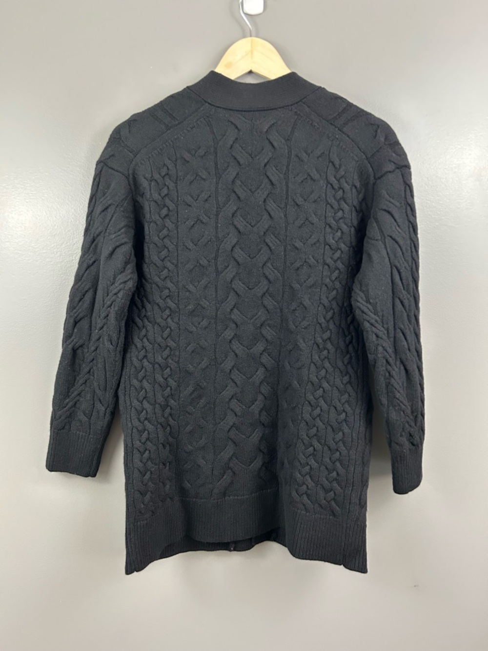 Wilfred Merino Wool Black Cable Knit Open Cardigan Sweater Size XS - Picture 4 of 7